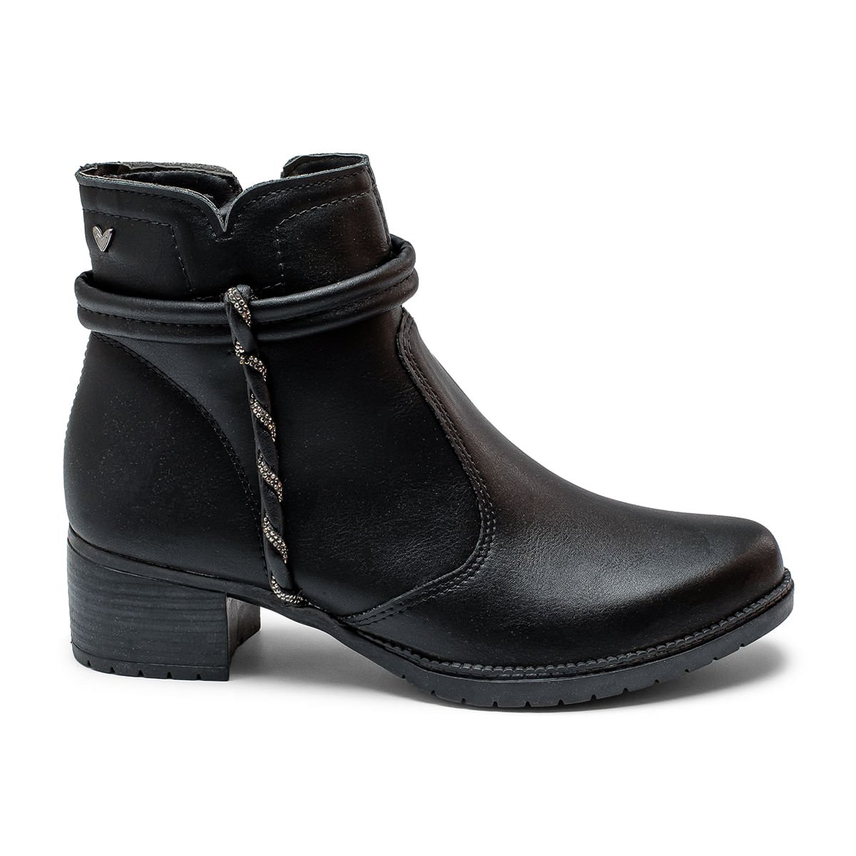 Bota Cano Curto Salto Bloco Baixo