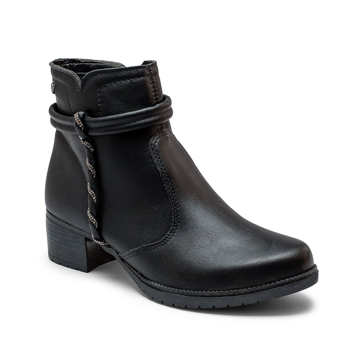 Bota Cano Curto Salto Bloco Baixo Preto 2