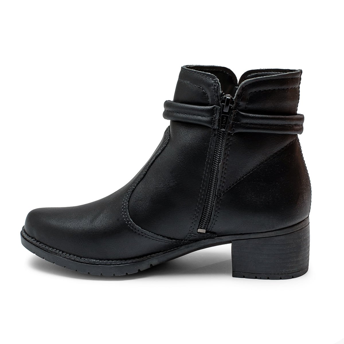 Bota Cano Curto Salto Bloco Baixo Preto 4