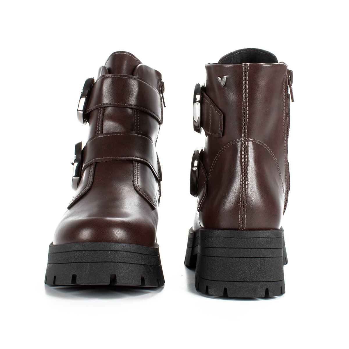 Bota Coturno Tratorada com Fivelas Marrom 4