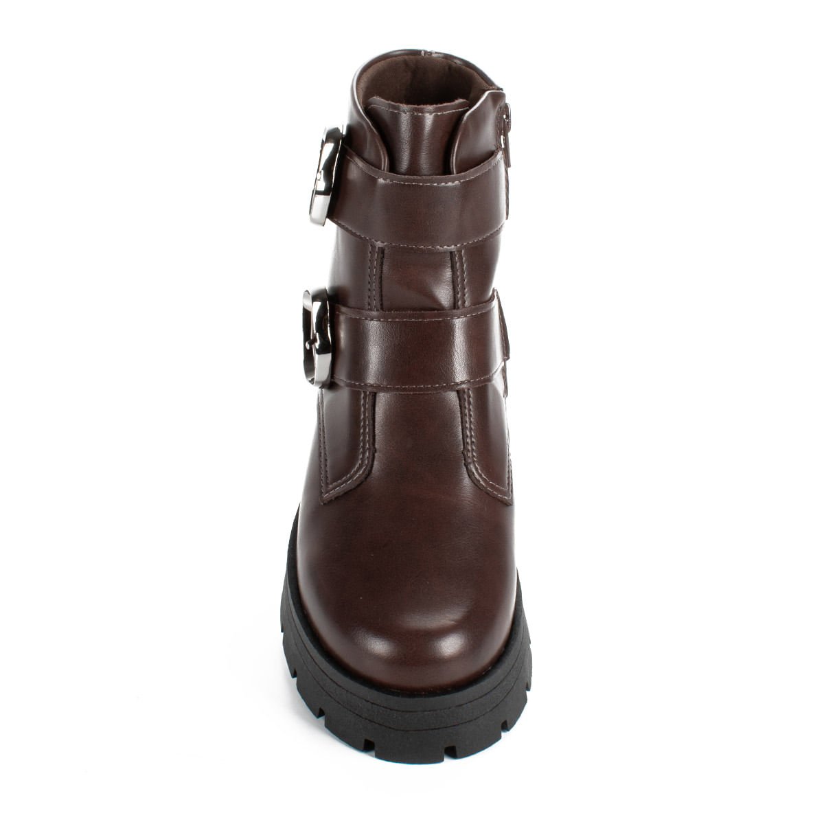 Bota Coturno Tratorada com Fivelas Marrom 5
