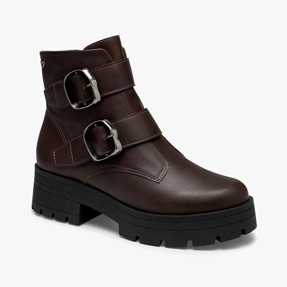 Bota Coturno Tratorada com Fivelas Marrom 7
