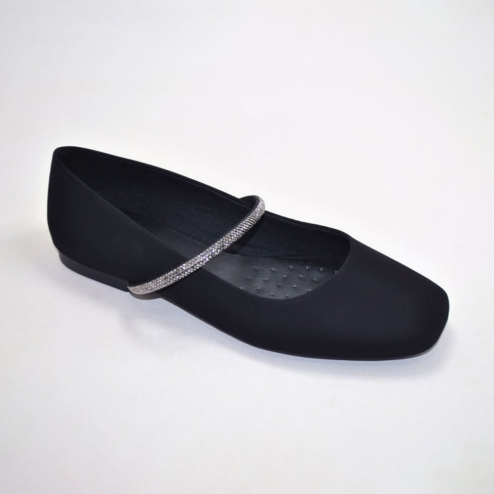 Sapatilha Boneca Bico Quadrado com Brilho na Tira