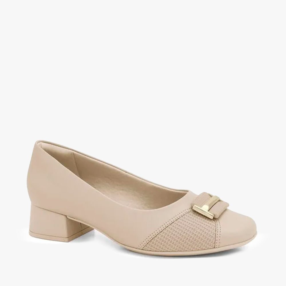 Sapato Salto Bloco Baixo e Enfeite