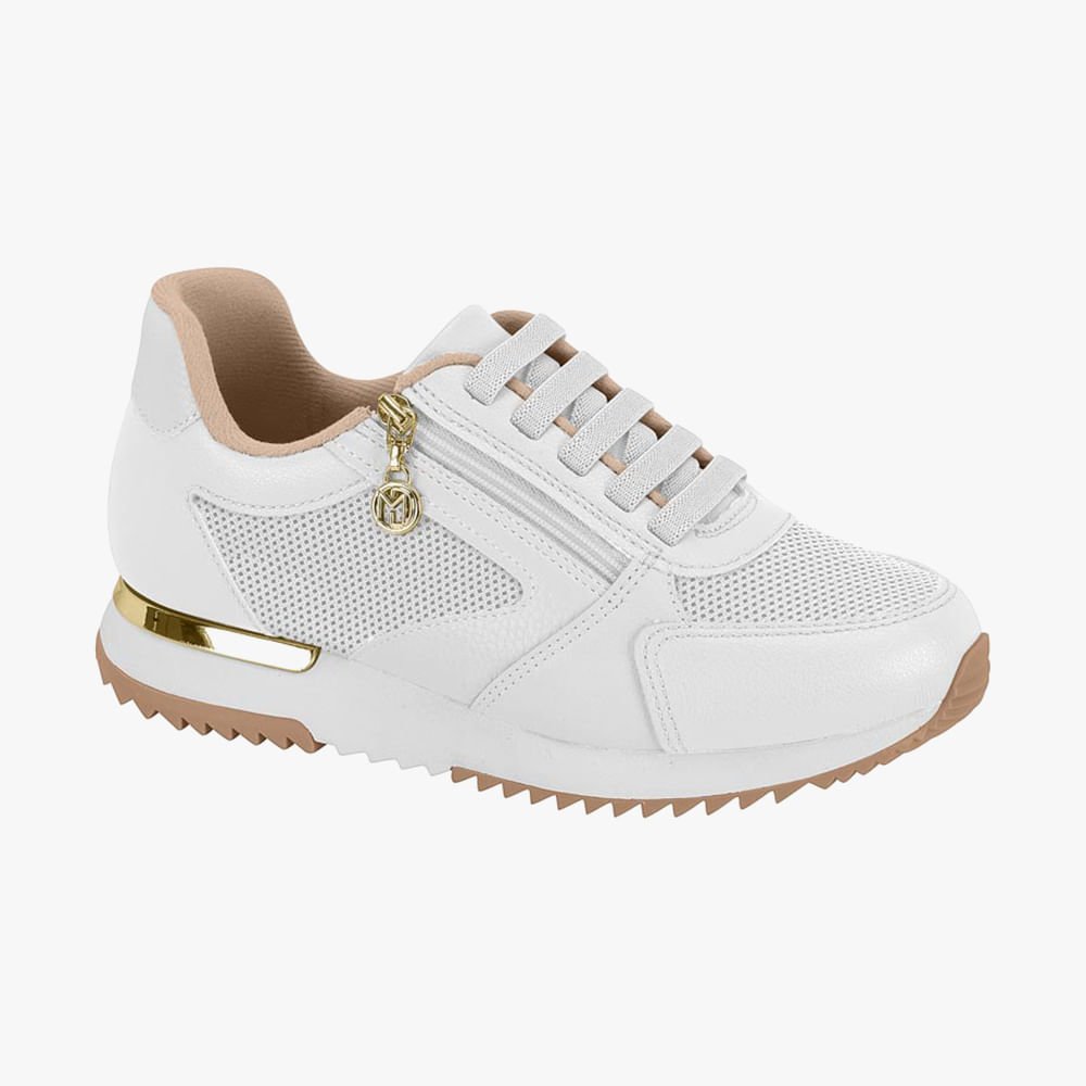 Tênis Casual Slip On com Zíper Lateral Branco 1