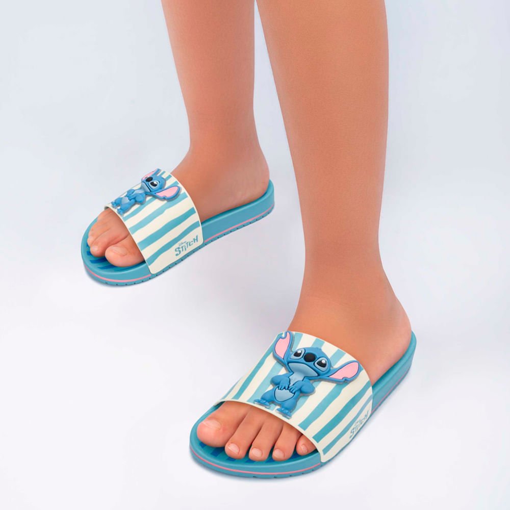 Chinelo Slide Juvenil Disney Mania Plus Grendene Kids Azul 4