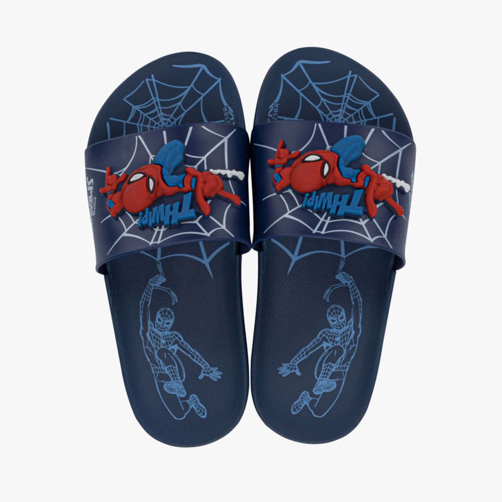 Chinelo Slide Menino Marvel Homem Aranha Azul 2