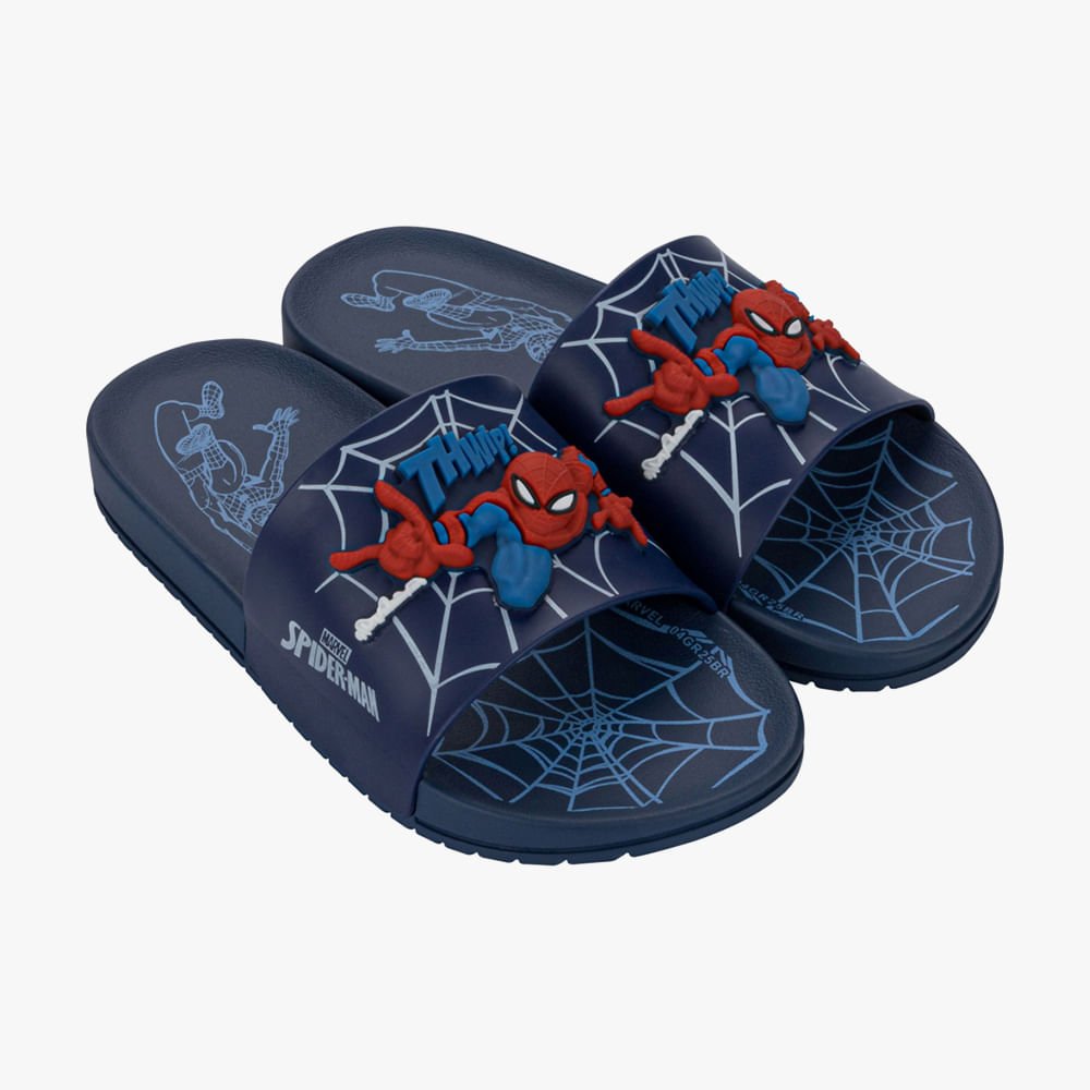 Chinelo Slide Menino Marvel Homem Aranha Azul 1