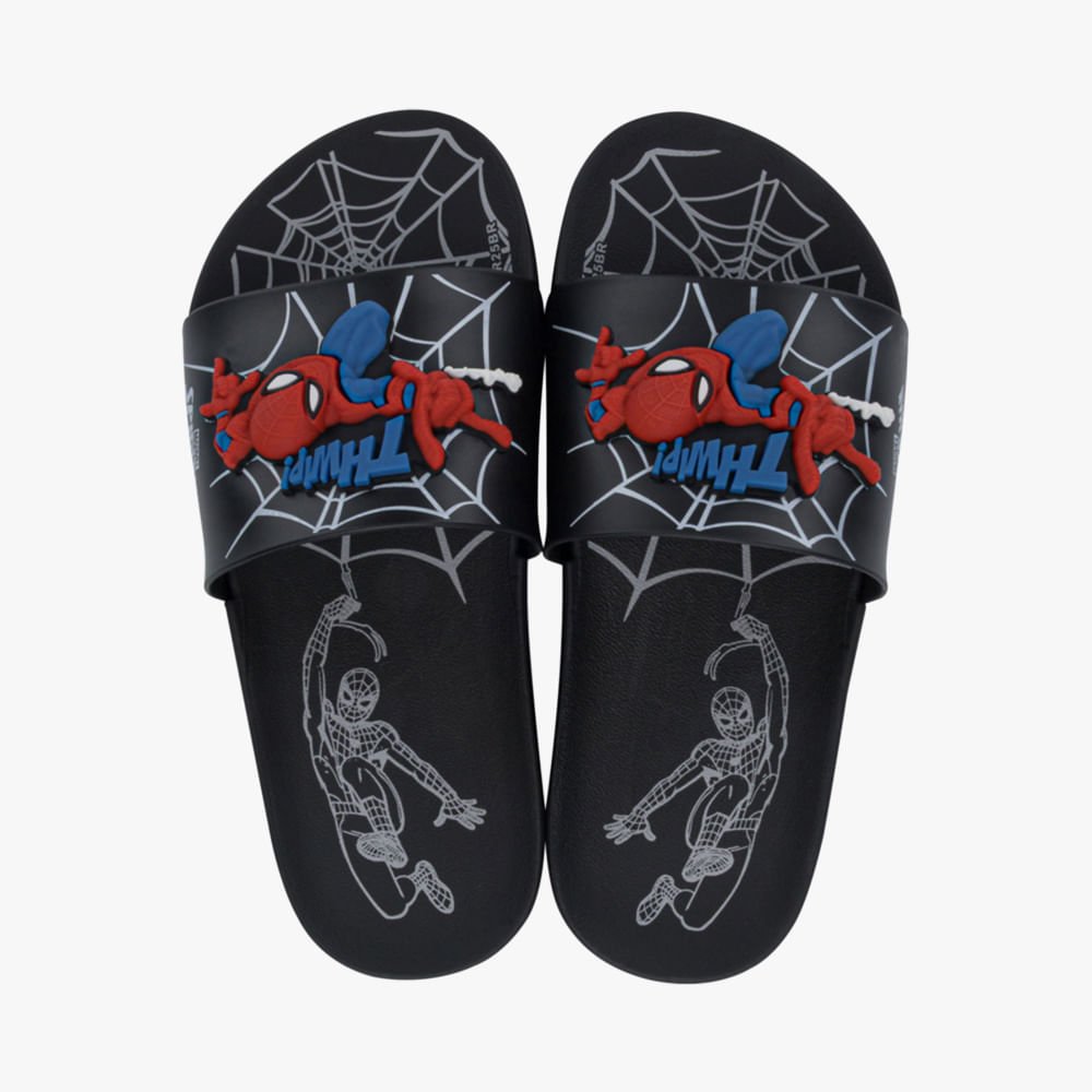 Chinelo Slide Menino Marvel Homem Aranha Preto 2