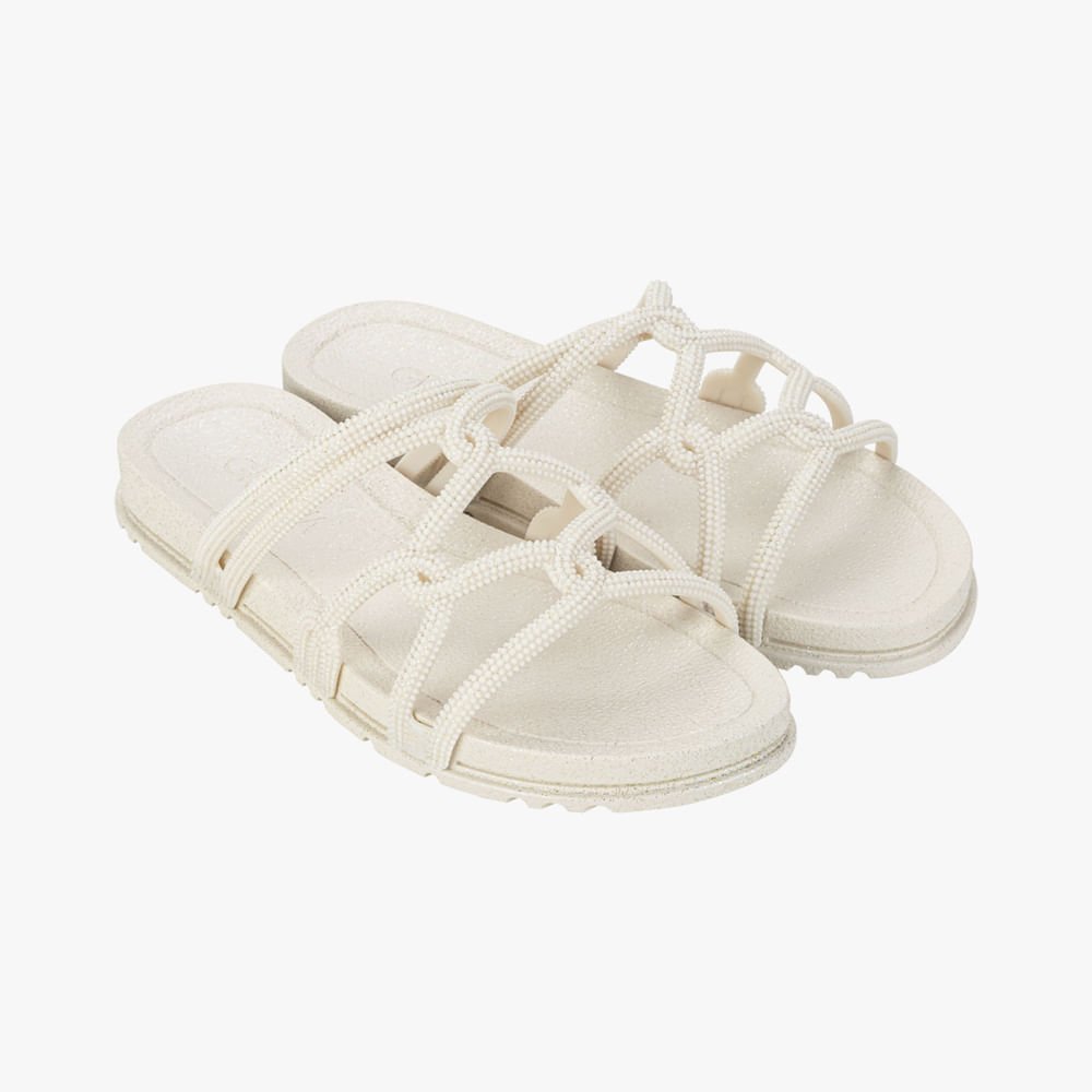 Sandália Rasteira Correia com Nós e Brilho