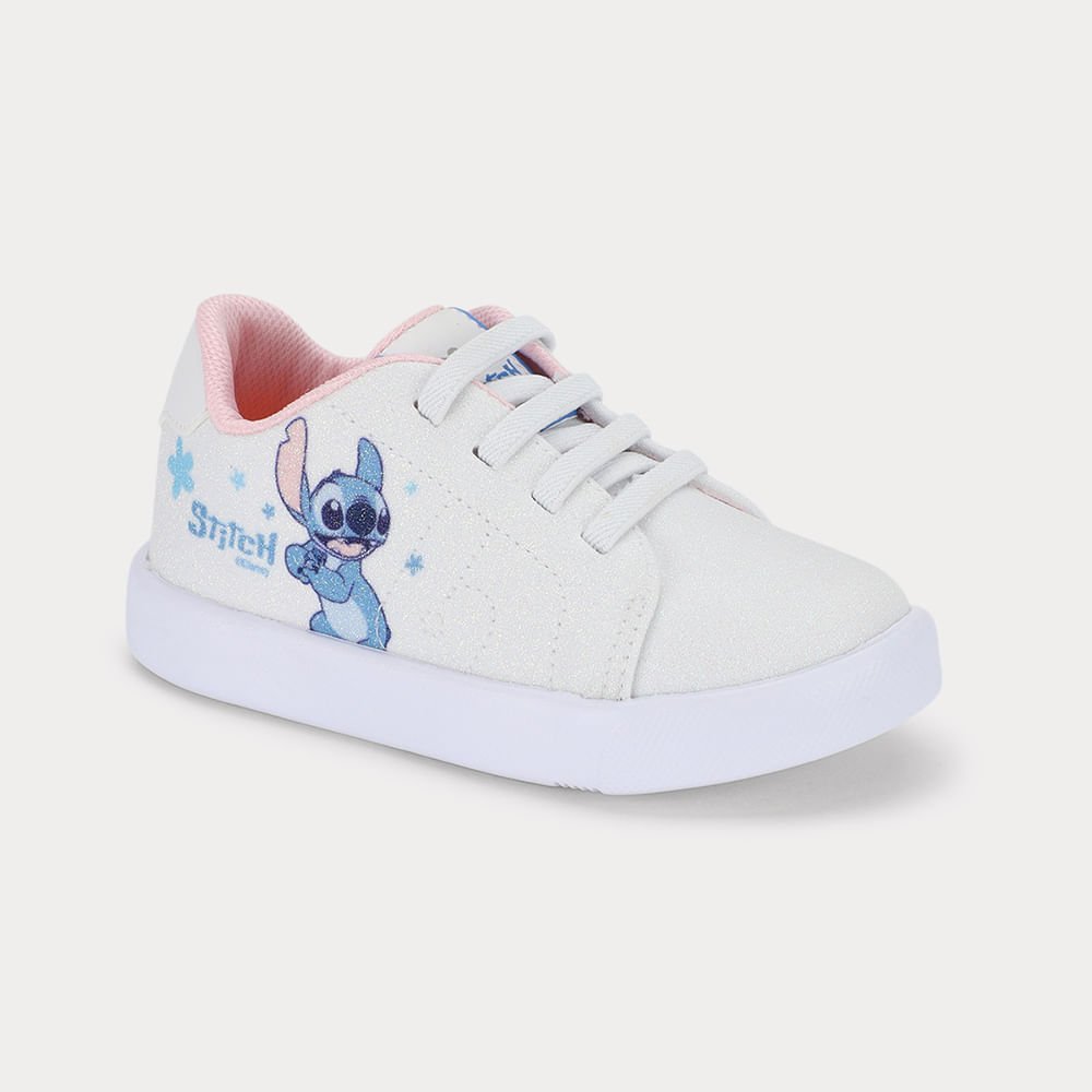 Tênis Infantil Bibi Glam com Brilhos Stitch da Disney Menina Branco 2
