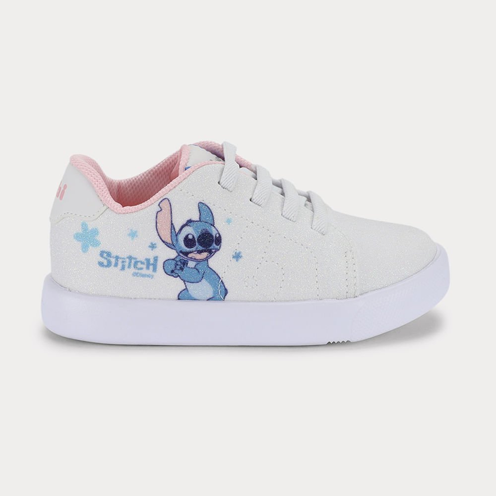 Tênis Infantil Bibi Glam com Brilhos Stitch da Disney Menina Branco 5