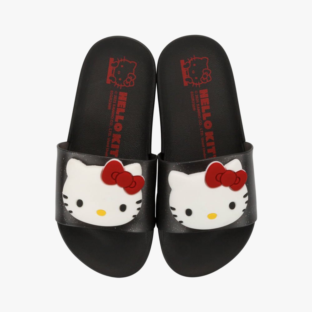 Chinelo Slide Infantil Hello Kitty Mania Grendene Kids Preto 2