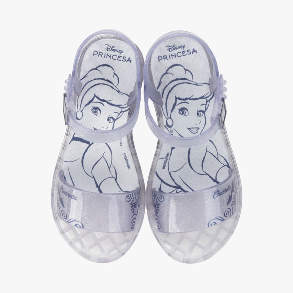 Sandália Cinderella Disney Glitter com Salto Prata 2