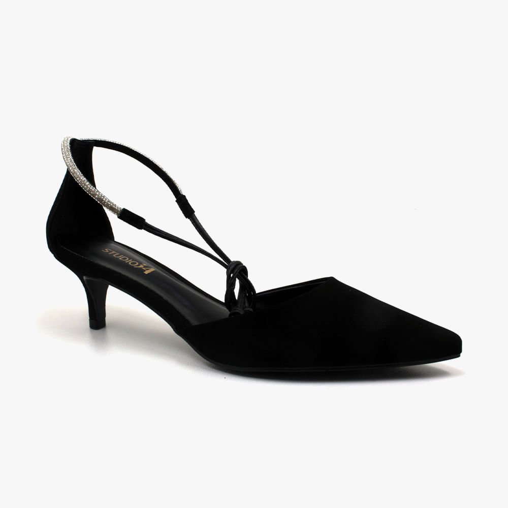 Scarpin com Amarração e Strass na Tira