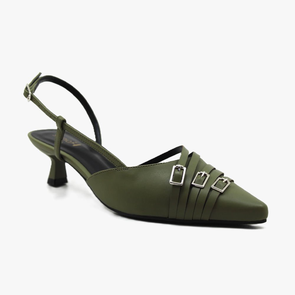 Scarpin Montado Detalhe 3 Fivelas