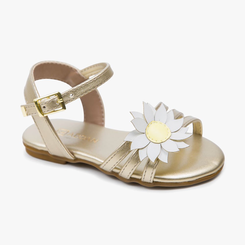 Sandália de Bebê Menina com Flor no Cabedal
