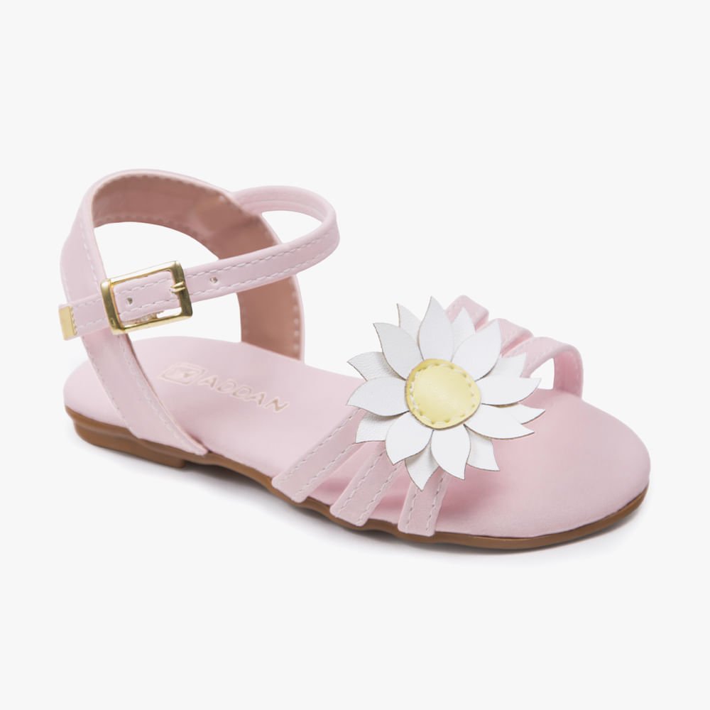 Sandália de Bebê Menina com Flor no Cabedal
