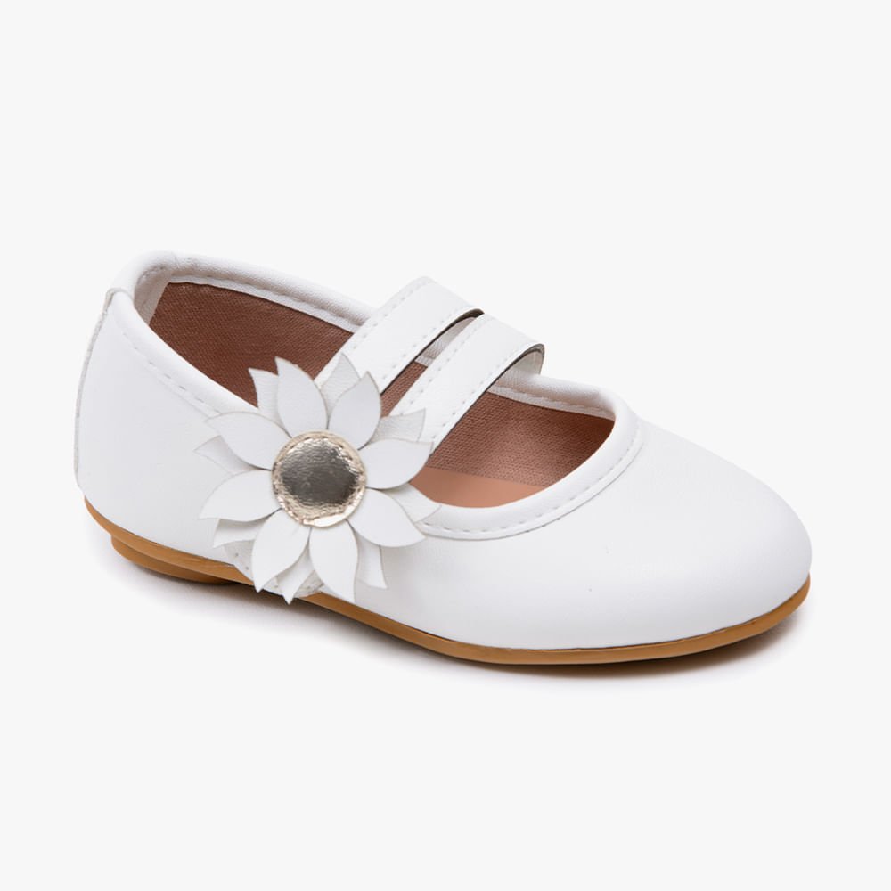 Sapatilha Bebê Menina com Flor nas Tiras