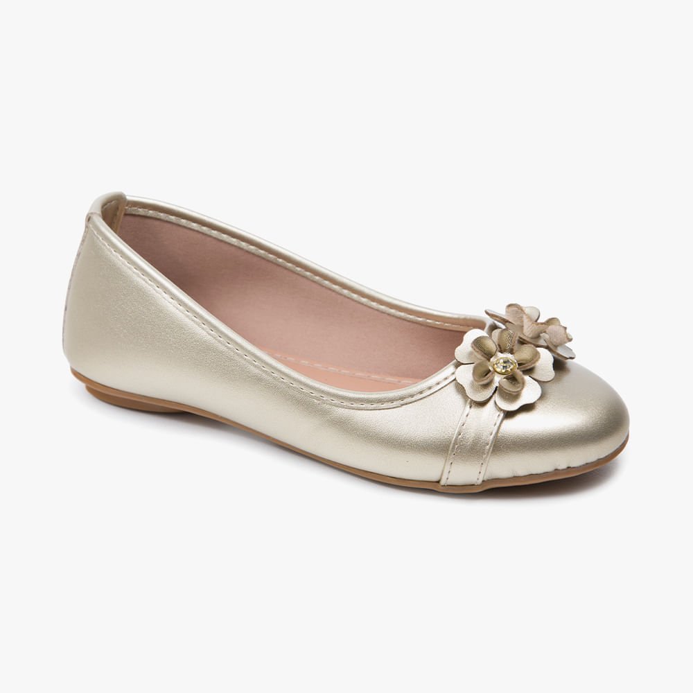 Sapatilha Juvenil com Flores no Cabedal