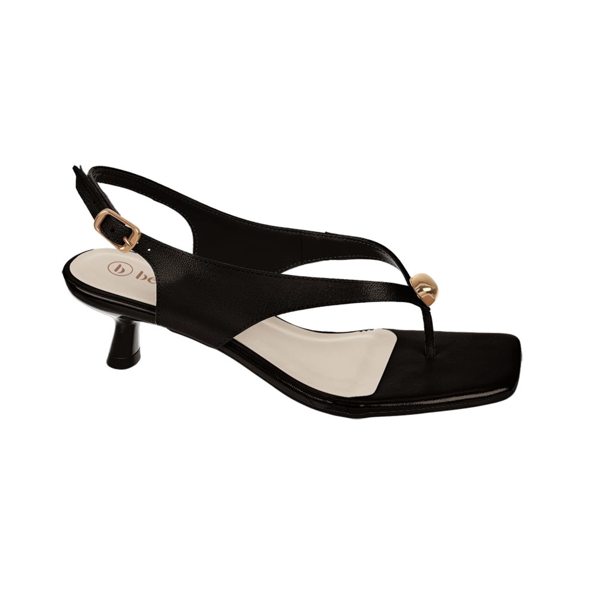 Sandália de Dedo Salto Médio Detalhe Metal