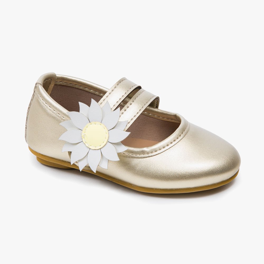 Sapatilha Bebê Menina com Flor nas Tiras