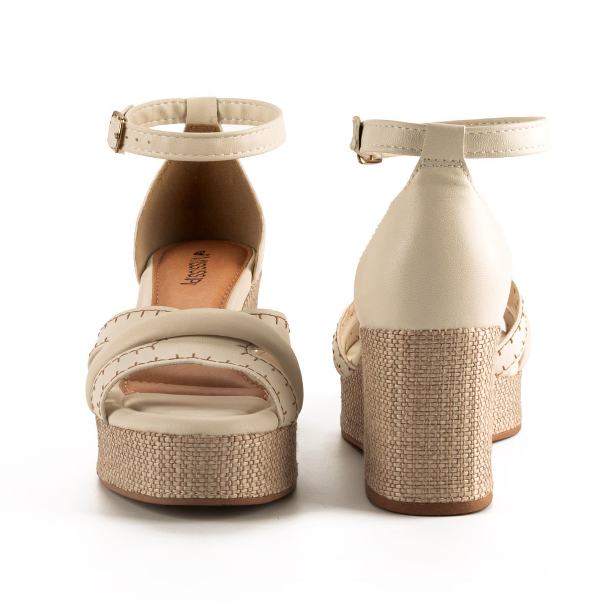 Sandália Anabela com Sola em Cortiça Bege 5