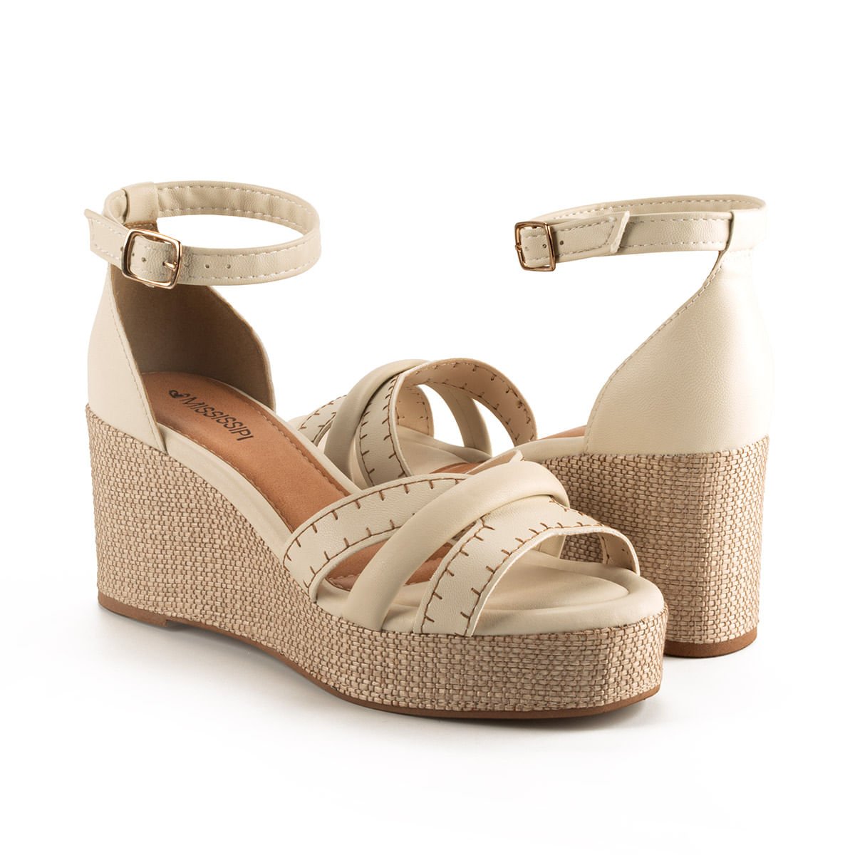 Sandália Anabela com Sola em Cortiça Bege 7