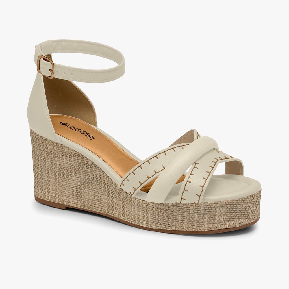 Sandália Anabela com Sola em Cortiça Bege 8