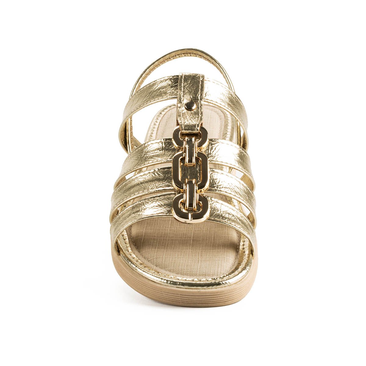 Sandália Flatform Tiras com Enfeite Dourado 7