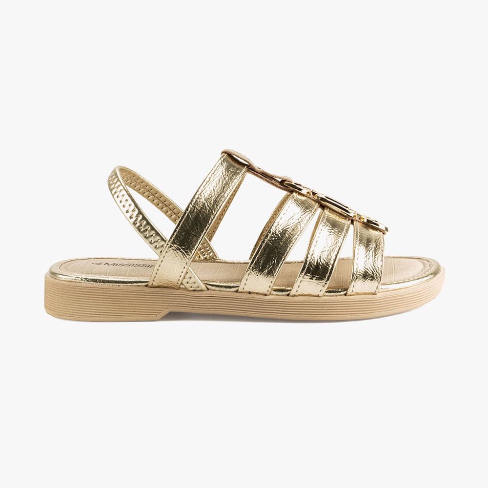 Sandália Flatform Tiras com Enfeite Dourado 2
