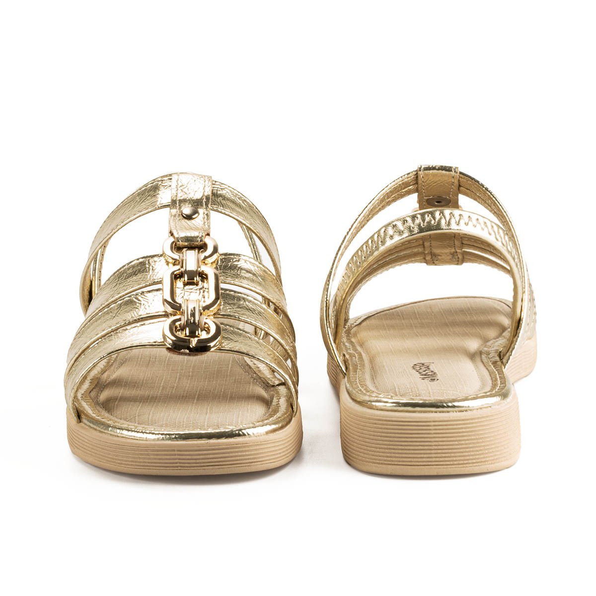 Sandália Flatform Tiras com Enfeite Dourado 5