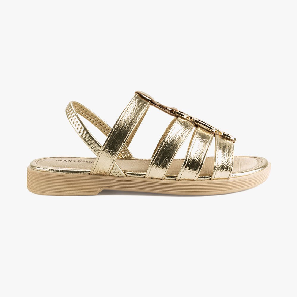 Sandália Flatform Tiras com Enfeite Dourado 2
