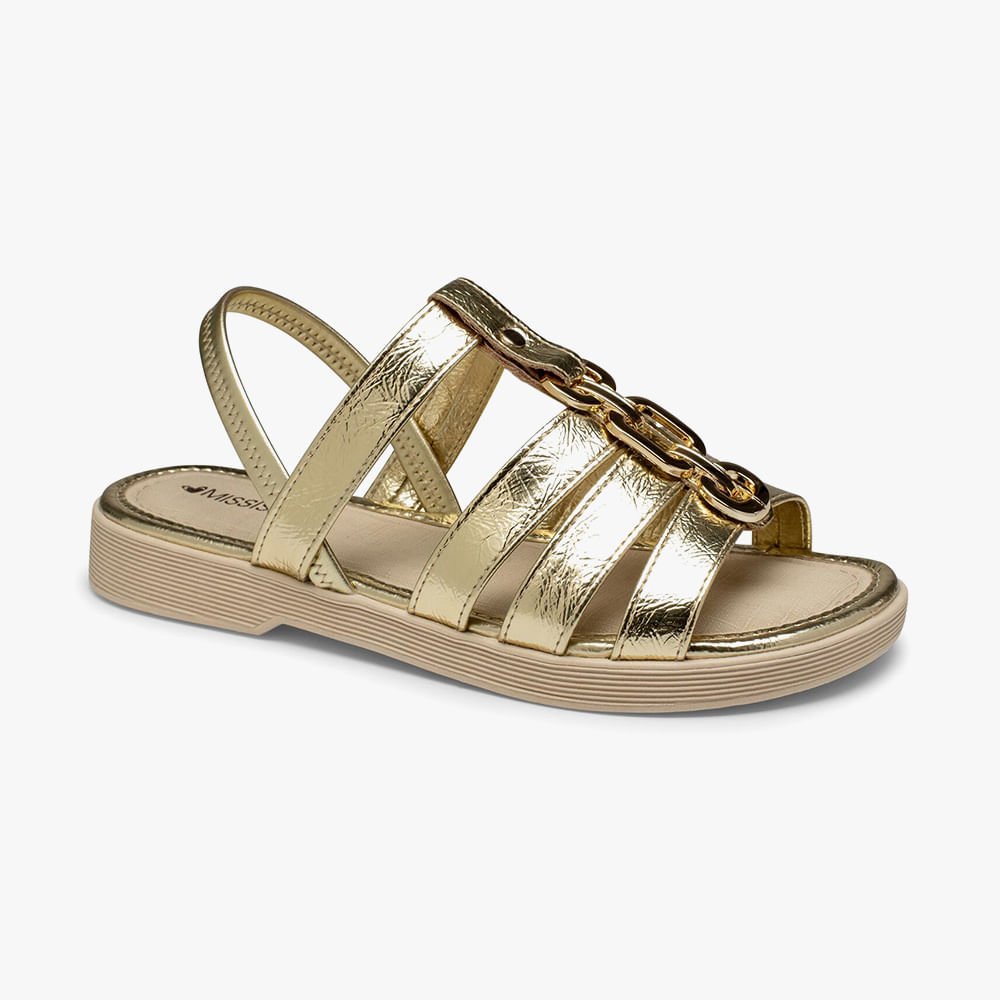 Sandália Flatform Tiras com Enfeite