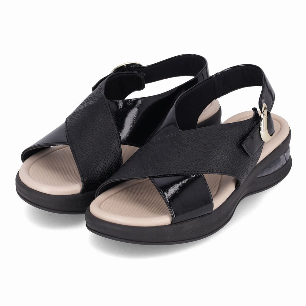Sandália SoftStep Anabela Médio Preto 4