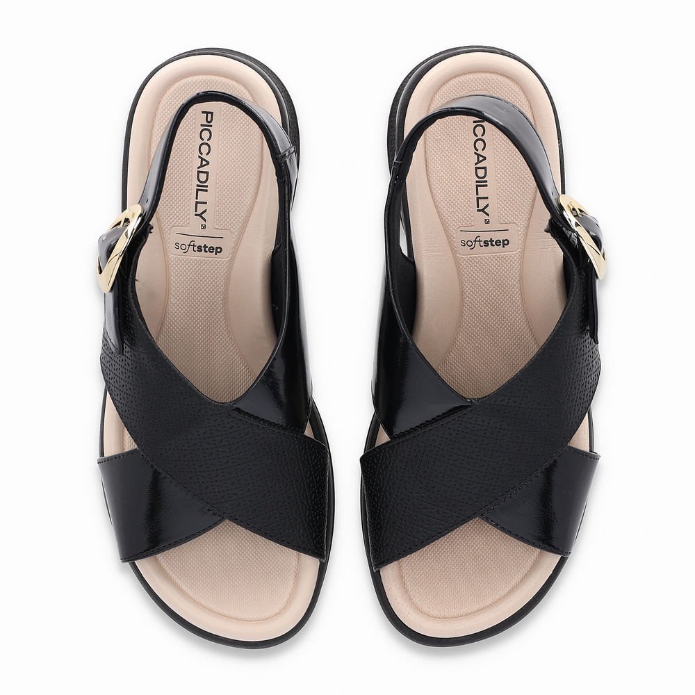 Sandália SoftStep Anabela Médio Preto 6