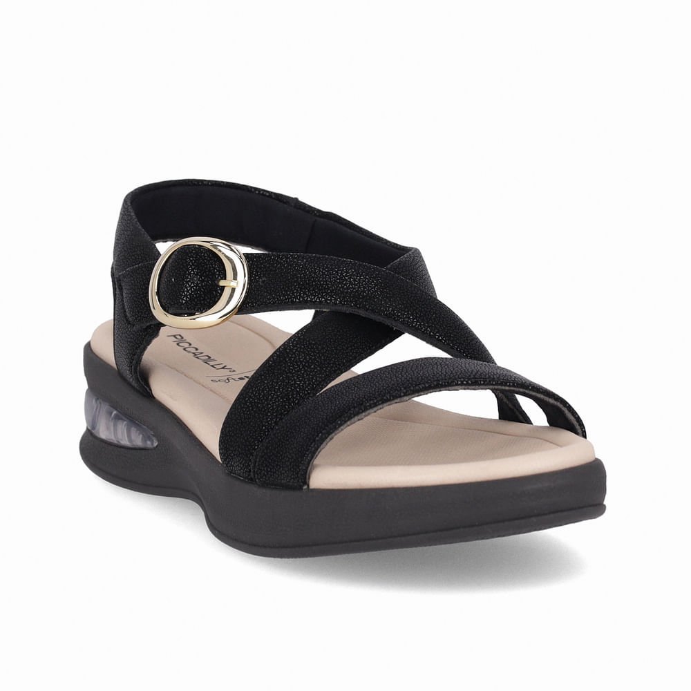 Sandália SoftStep Anabela Médio Preto 3