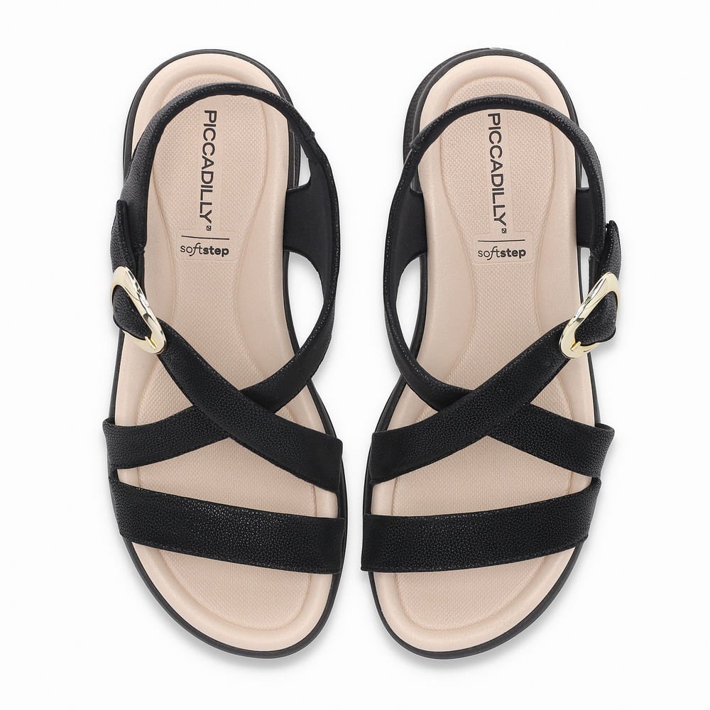 Sandália SoftStep Anabela Médio Preto 6