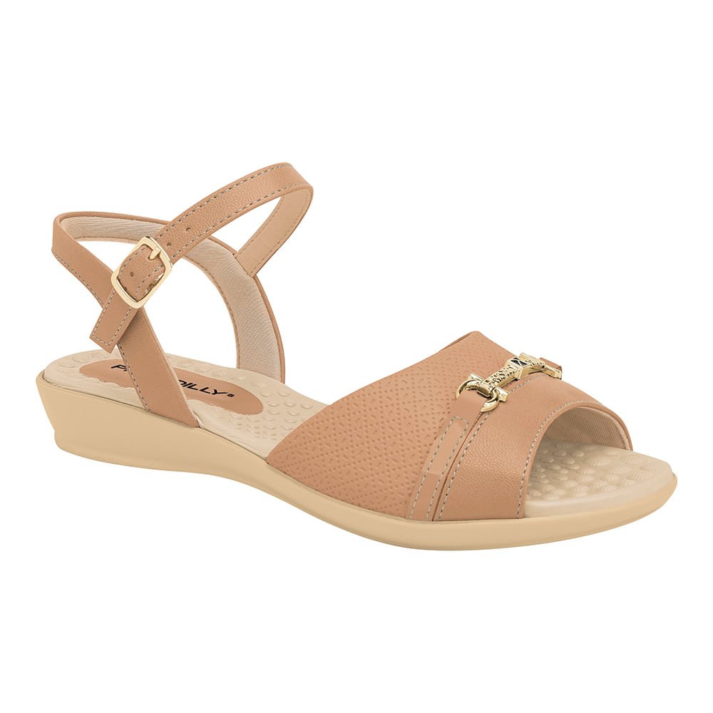 Sandália Conforto Rasteira com Fivela