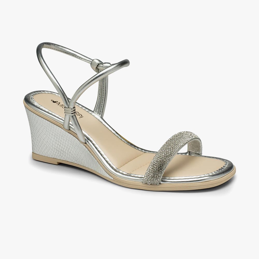 Sandália Anabela com Strass