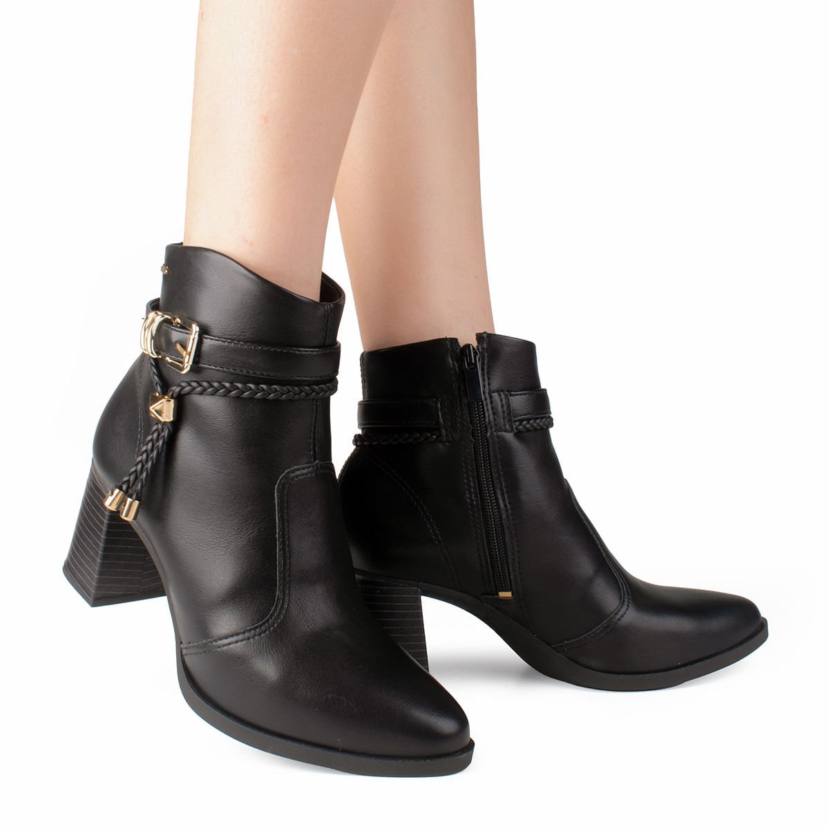 Bota Cano Curto Salto Grosso Preto 2