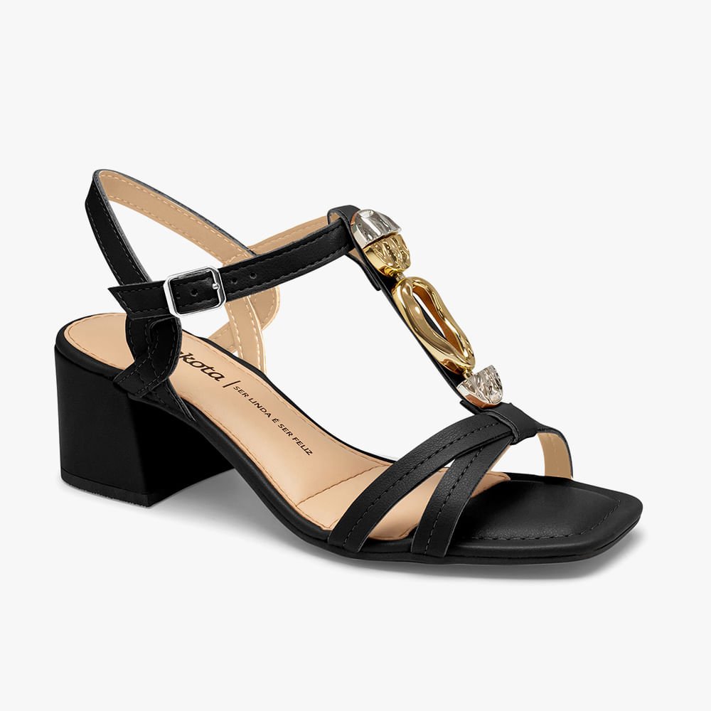 Sandália Salto Bloco Pedraria