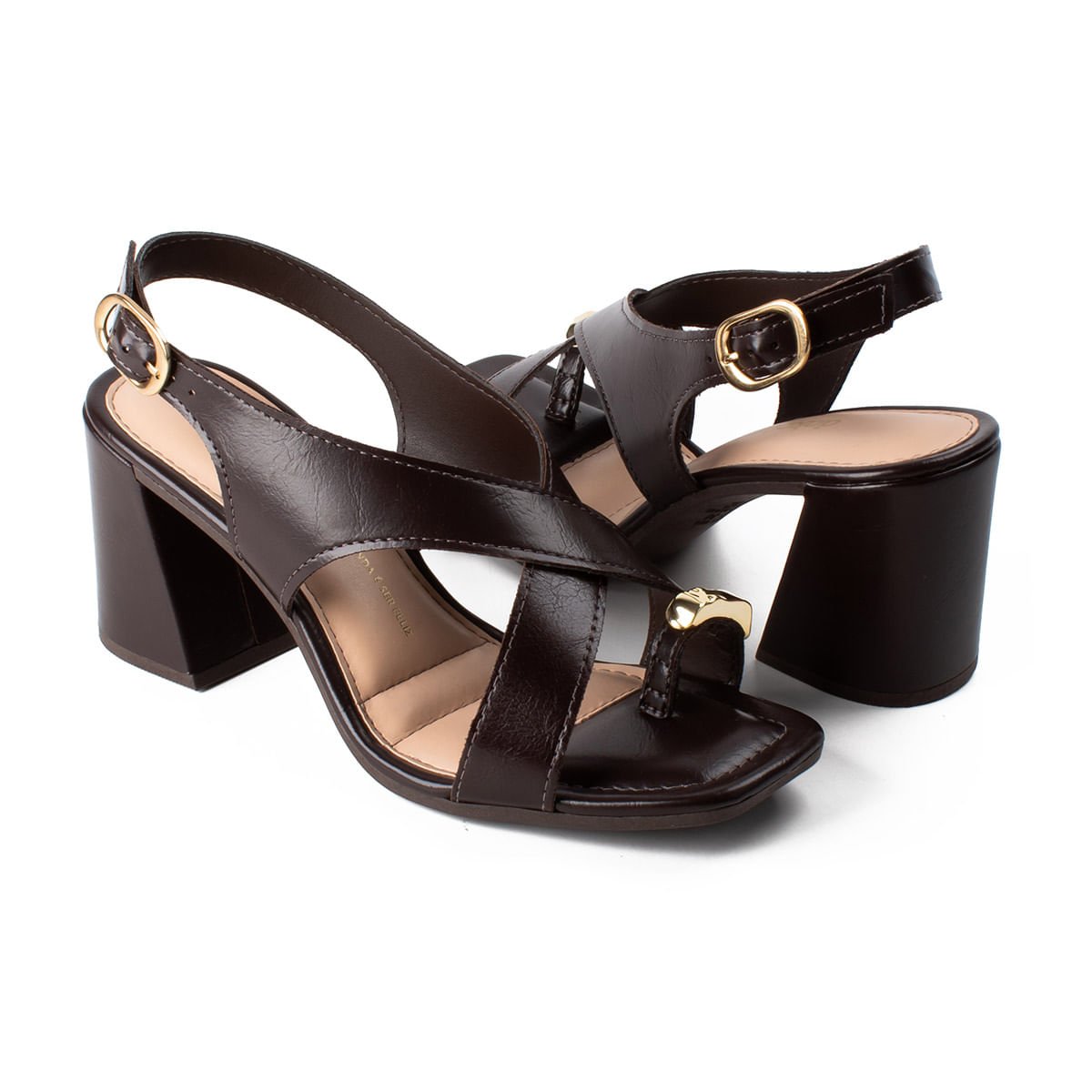 Sandália Salto Grosso Dedinho Preto 2