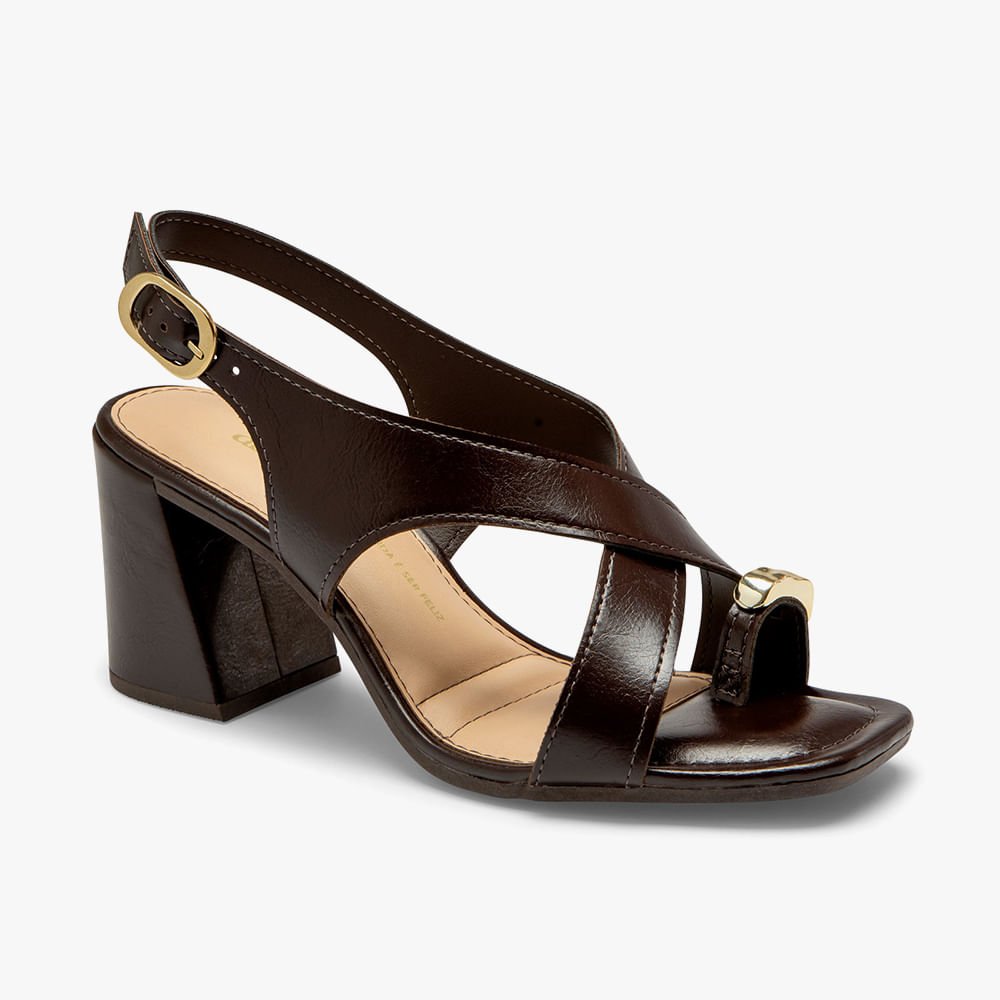 Sandália Salto Grosso Dedinho Preto 3