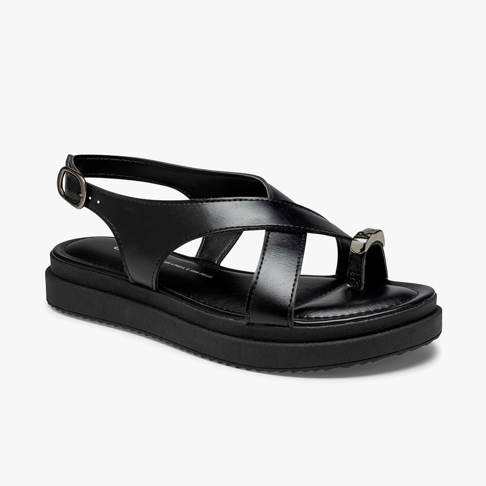 Sandália Flatform Dedinho com Metal