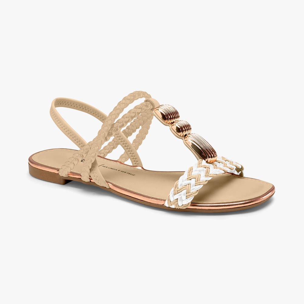 Rasteira com Aplicação e Tiras Trançadas