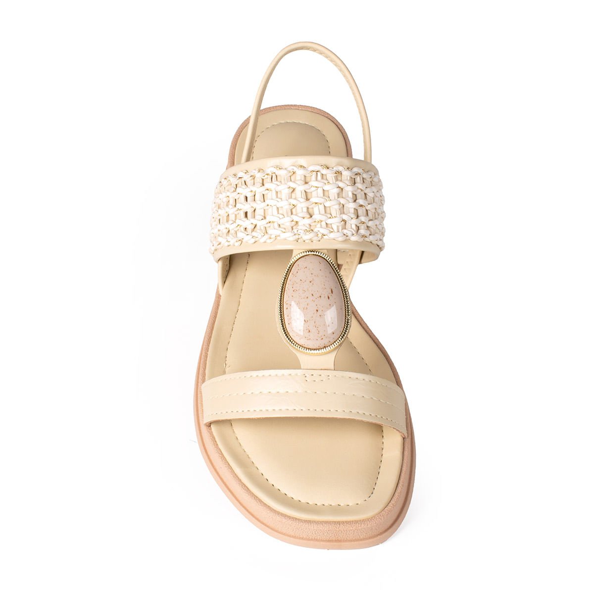 Sandália Flatform com Pedra Bege 5