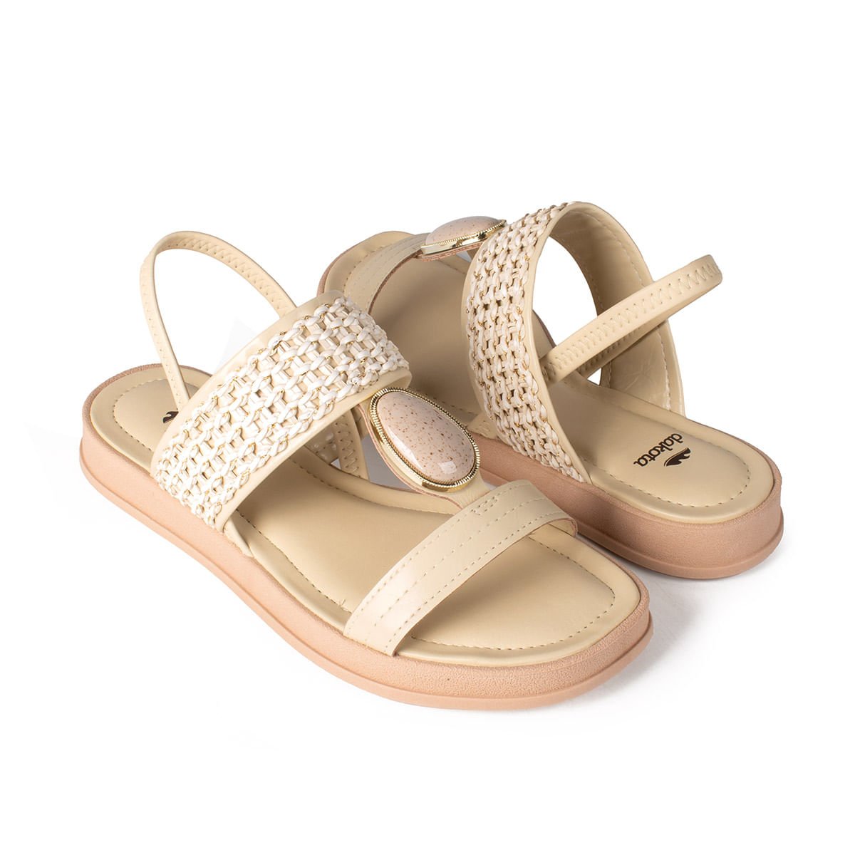 Sandália Flatform com Pedra Bege 6