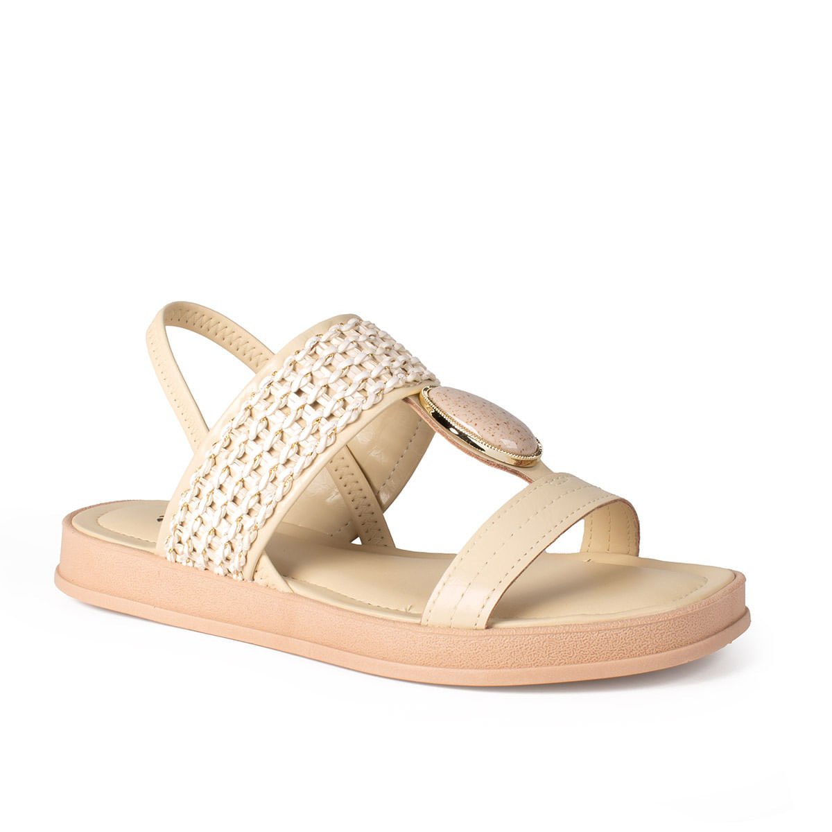 Sandália Flatform com Pedra Bege 7