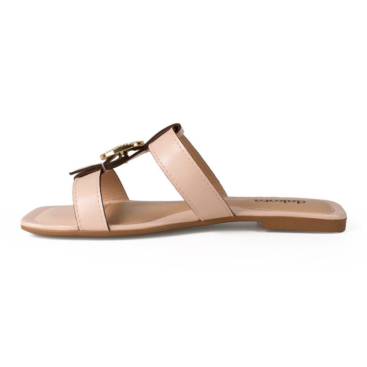 Sandália Rasteira com Fivela Bege 3